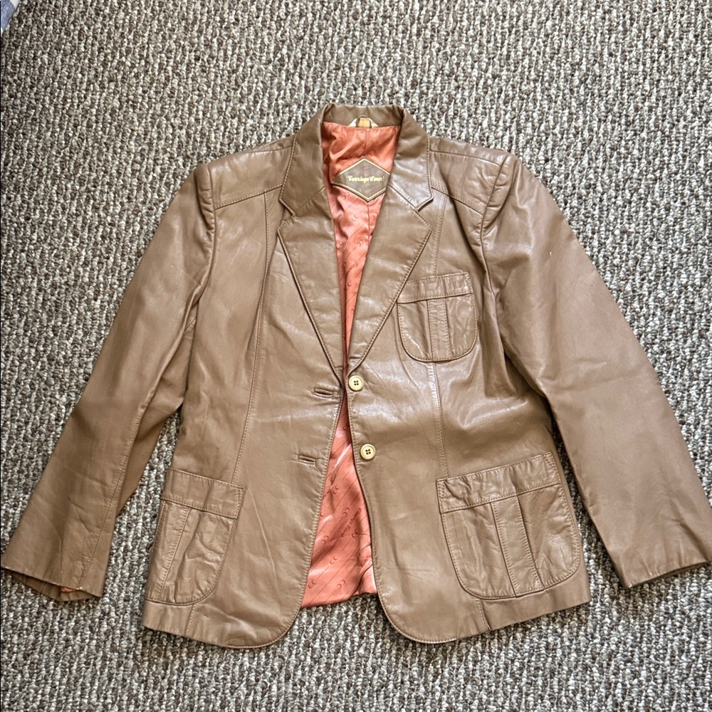 Women's Tan Leather Blazer